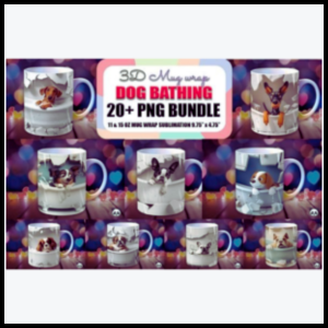 Dogs Bathing 3D Mug Wrap Bundle